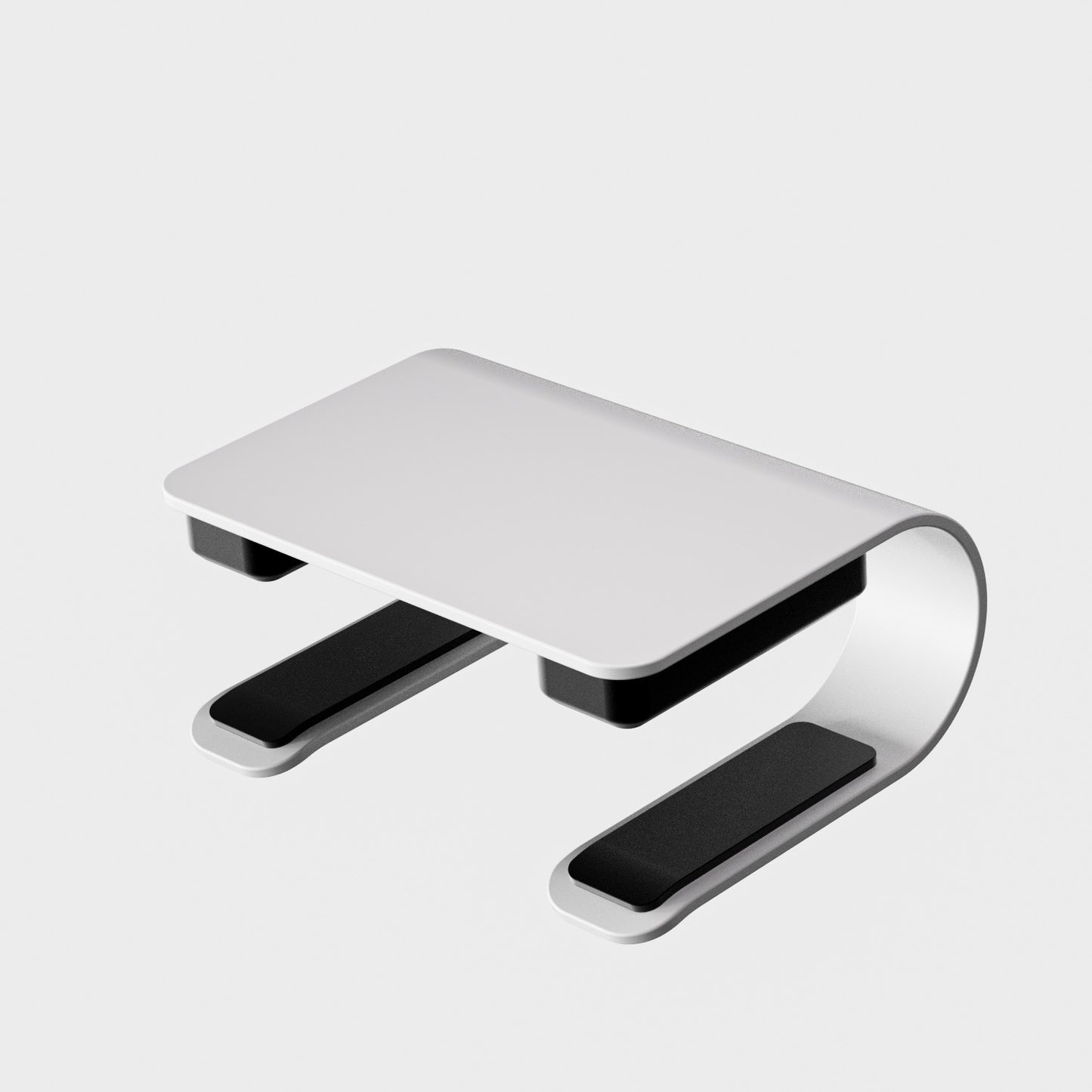 White and black cable clip on a light gray background